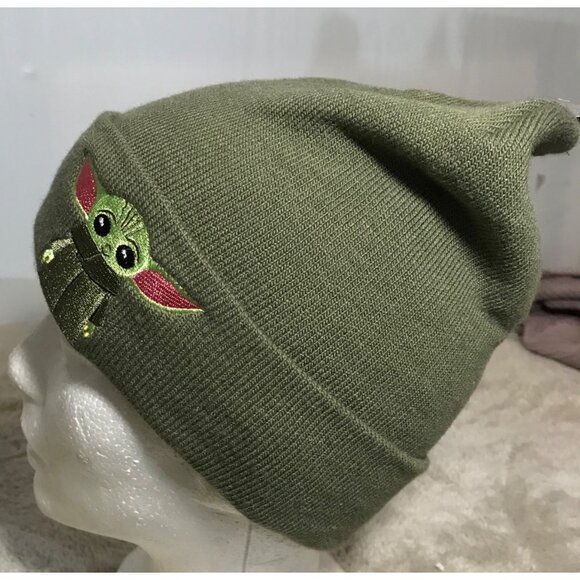 Star Wars The Child Grogu Beanie Hat Olive Green One Size L/XL Disney Parks - Picture 7 of 12